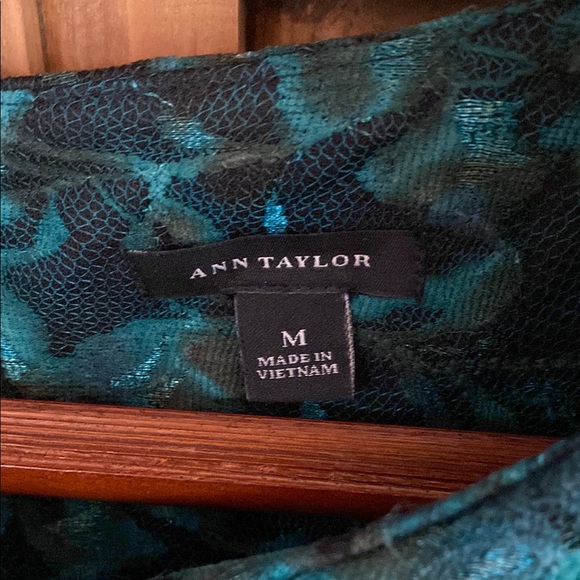 Ann Taylor Blue and Black Peplum Blouse - Picture 2 of 14